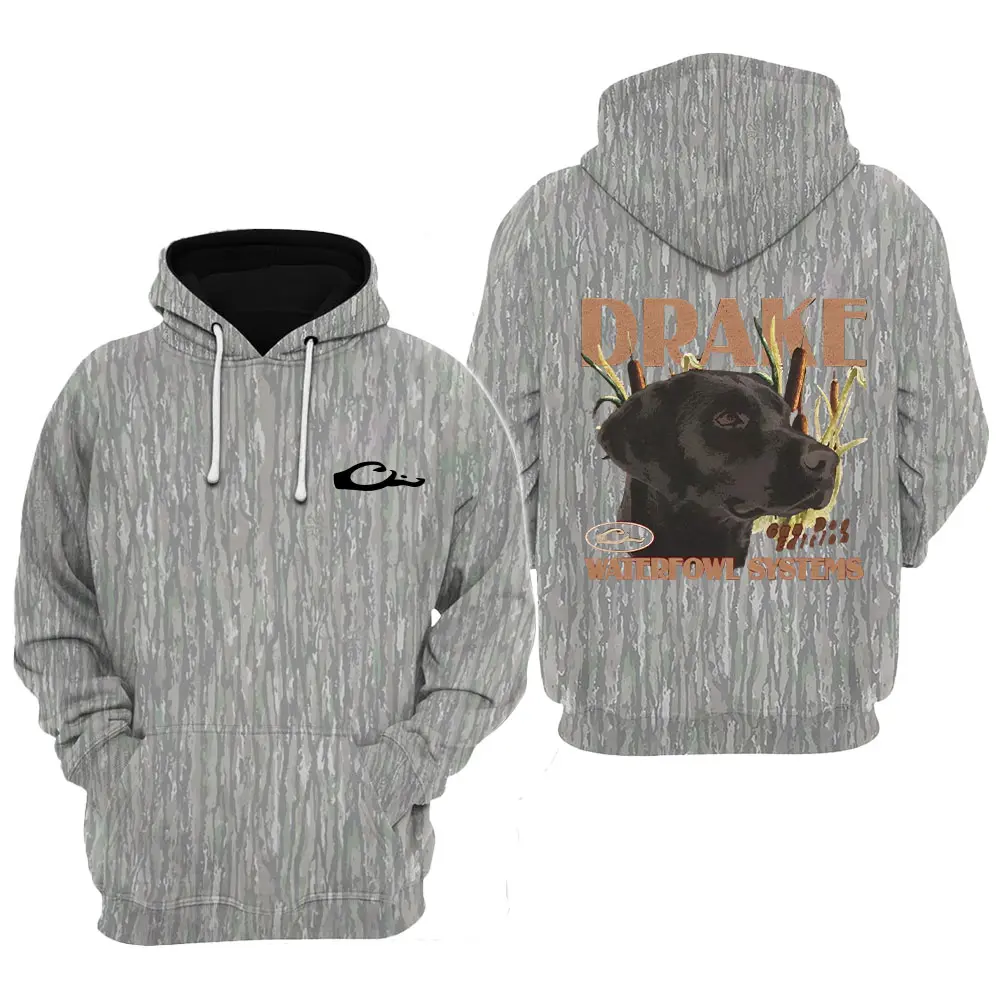 Drake Waterfowl Marsh Lab Camo Hoodie, Classic Waterfowl Camo Hoodie, Men's Hunting Camo Hoodie, Mosy Oakk Bottomland , Vintage 3D , Gift Idea, Gift for Dad or Husband,Perfect For Outdoor Enthusiasts