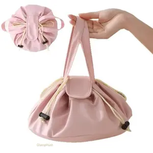 Extra Large Drawstring Makeup Bag, Multi-Function Travel Cosmetic Organizer with Durable Handles - Spacious Cosmetic Storage