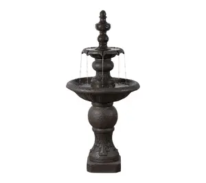 Teamson Home Outdoor 52.5" Two-tier Water Fountain, Dark Gray