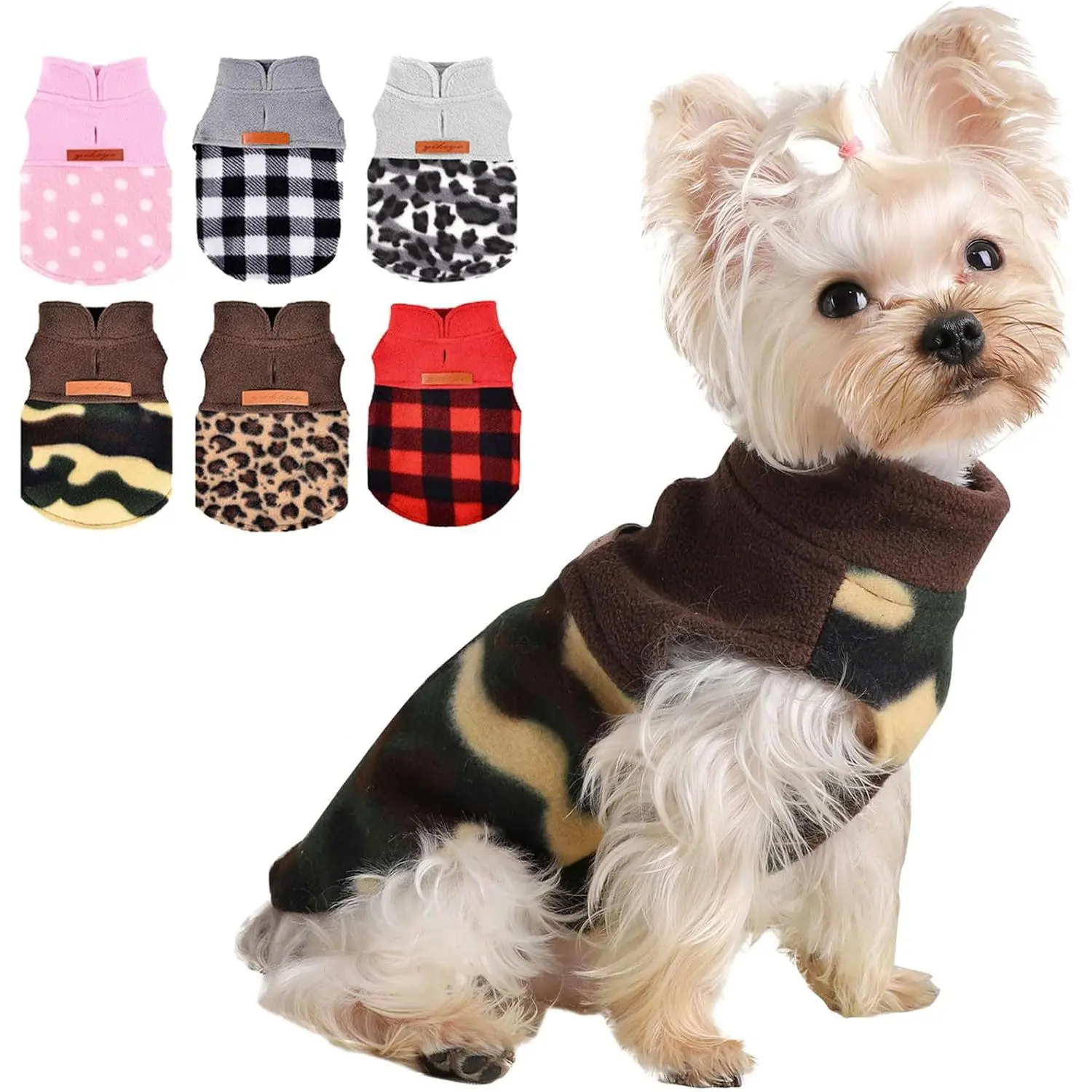 XS Dog Sweater for Small Dogs Girl Boy Camo Fleece Chihuahua Sweaters Winter Warm Puppy Jacket Tiny Dog Outfits Teacup Yorkie Pet Clothes, XS, Camouflage, 3-5lb