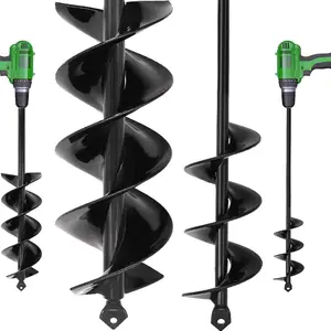 #Summervibes Auger Drill Bit for Planting, 2 Set Solid Core Shaft Garden Auger Spiral Drill Bit, Hole Digger for 3/8'Hex Drive Drill (3'X16.5' and 1.6'X16.5")