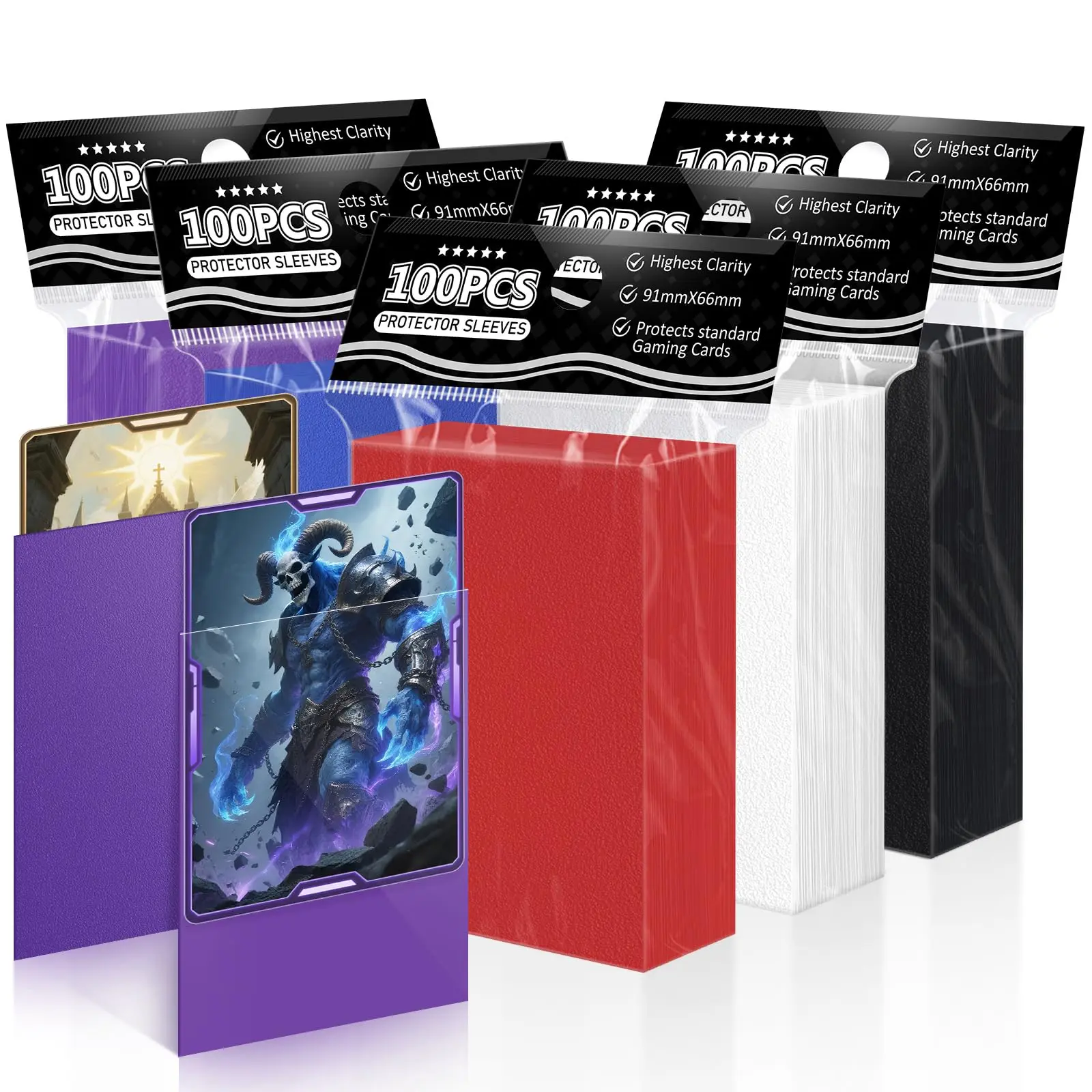 500ct Trading Card Sleeve Perfect Fit MTG Card Sleeves Sports Card Protector for Photocard, Standard TCG Cards Sleeve Fit for Magic Baseball Card 66 * 91 mm
