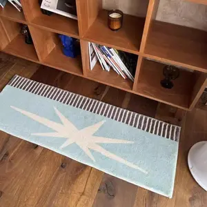 Vintage Star Rug, Soft Comfortable Carpet for Living Room Bedroom, Home Decorative Rug, Simple Stripe Geometric Design, Ideal for Hallway Bathroom Closet, Vintage Runner Rug, Geometric Pattern Rug, Decorative Rug Mat