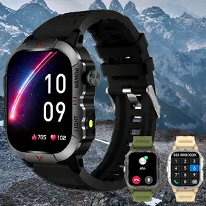 2026 New IP68 2.01" HD Smart Watch for Men with LED Lighting, Fitness Tracker, Call & Dial Integration, AI Voice Control, 100+ Sports Modes, Multi-Function Smartwatch, Android & iPhone Compatible, Includes Two Additional Silicone Straps