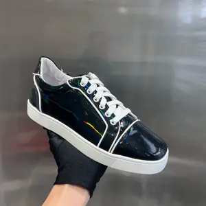 Men's Genuine Leather Casual Shoes Fashion Red Sole Board Shoes Top Layer Cowhide British Style Comfortable Breathable Versatile Lace-up