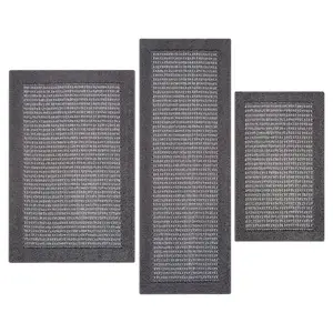 Machine Washable Faux Sisal Gray Border Indoor Accent Rug Set, 3-Piece Set, 1'8"x2'6", 2'6"x3'10", 1'9"x5'