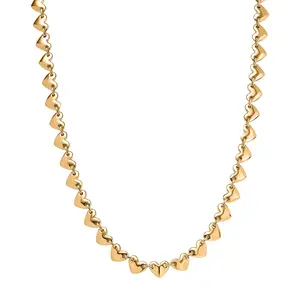 Golden Endless Love Heartbeat Necklace in 18K Yellow Gold Plated Bronze 18-20 Inches