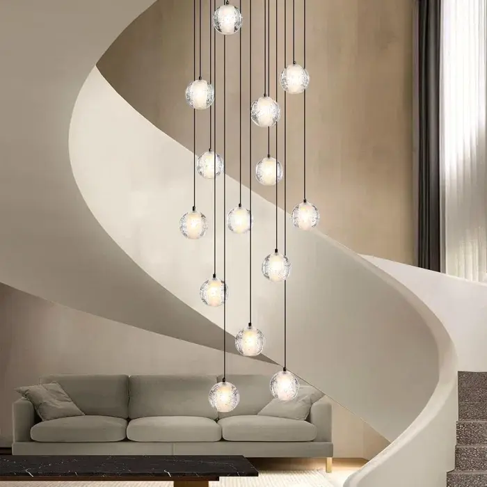 14 - Light Glode Cluster Staircase Pendant Light(Bulbs Included)