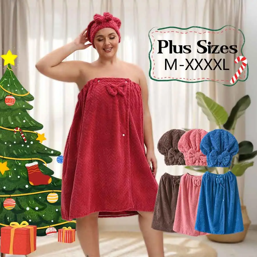 Plus Size Solid Color Bath Towel, 2 Counts/set Adjustable Bathrobe with Pocket, Soft Water Absorbent Bathrobe for Bathroom, Sauna, Hotel Accommodation