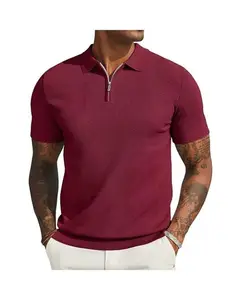 COOFANDY Men's Shirts Zipper Polo Shirts Short Sleeve Casual Knit Polo Shirts Lightweight Golf Shirt