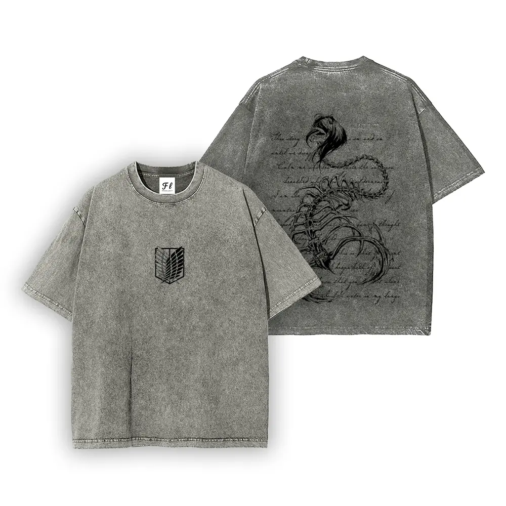 Skeleton graphic design for Ellen Yeager from Attack on Titan--Short Sleeve Cotton Unisex Retro wash Tee