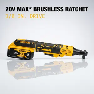 Dewalt DCF512 20V Max Brushless Cordless Ratchet Wrench for Automotive Repair and Tight Space Mechanics 3/8 Inch Drive Power Tool with 95Nm High Torque Variable Speed Trigger and Integrated LED Work Light Set