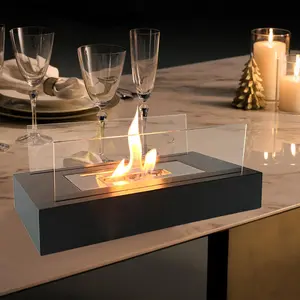 Portable Tabletop Fire Pit, Rectangular Alcohol Fireplace, Indoor & Outdoor Fireplace for Home Decor, Fashionable Desktop Fireplace for Living Room Decor