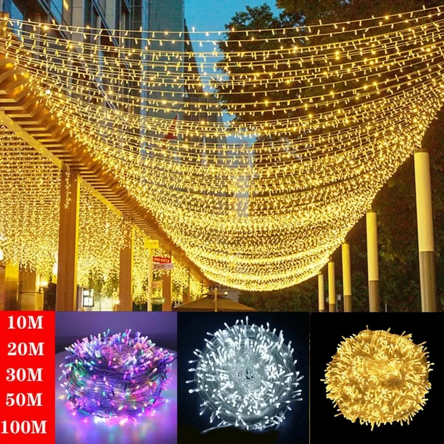 Fairy Lights 10M-100M Led String Garland Christmas Light Waterproof  Tree Garden Wedding Party Outdoor Indoor Decoration