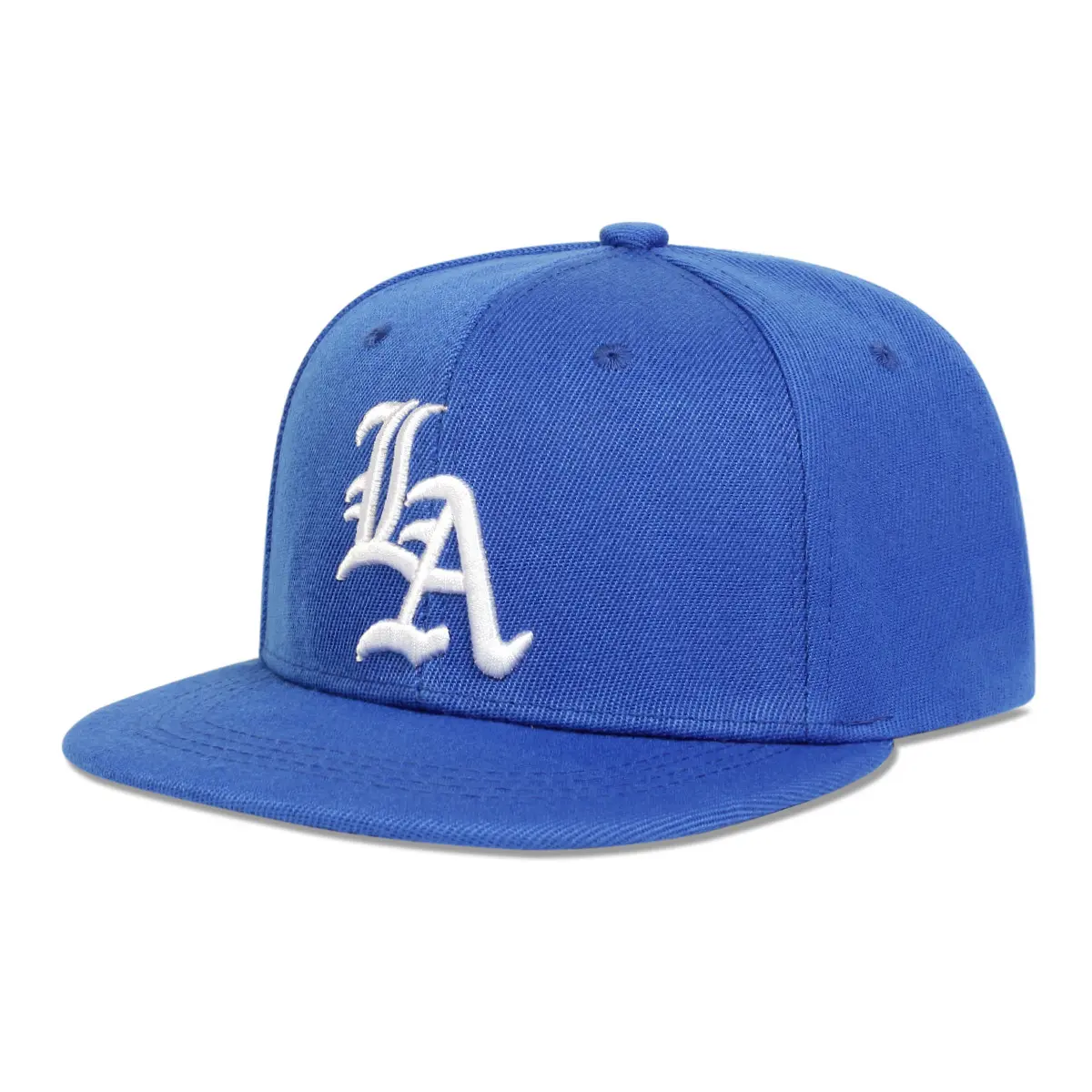 Royal Blue Old English LA Letter Embroidered Snapback Cap - High-Density Stitch, Vintage Street Style, Skateboard Fashion Hat for Teens