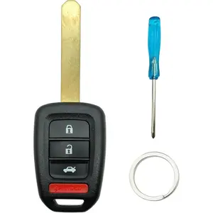Key Fob Cover Case Shell fits for Honda 2013-2016 Accord Crosstour 2014-2015 CR-V Civic 2016-2017 HR-V Keyless Entry Remote Control Car Key Fob (4 Buttons)