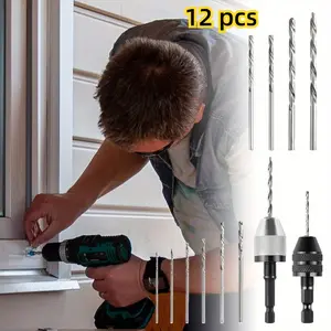 12Pcs Drill Chuck with 10 x 0.8-3.0 mm Drill Set, 1/4 Inch Hex Shank Drill Adapter, Keyless Chuck 0.3-6.5 mm and 0.3-3.6 mm, Accessories for Drill Chuck for Conversion Tool - Home Improvement.
