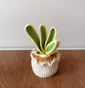 Crochet Flower in Pot, Crochet snake plant, desk decoration, handmade monstera, handmade flower, Crochet Plant, Crochet Gift