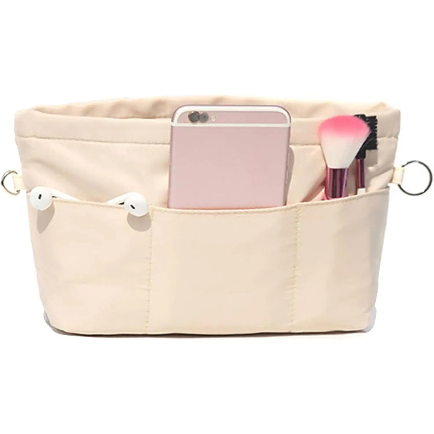 Functional Nylon Handbag Organizer Insert - Fit for Neverfull & Similar Brand Bags, 3055-Khaki, XS Size