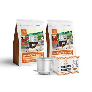 Harmony Roast – Arabica & Robusta Ground Coffee with Vietnamese Phin Filter (1.1 lb/2 Pack)