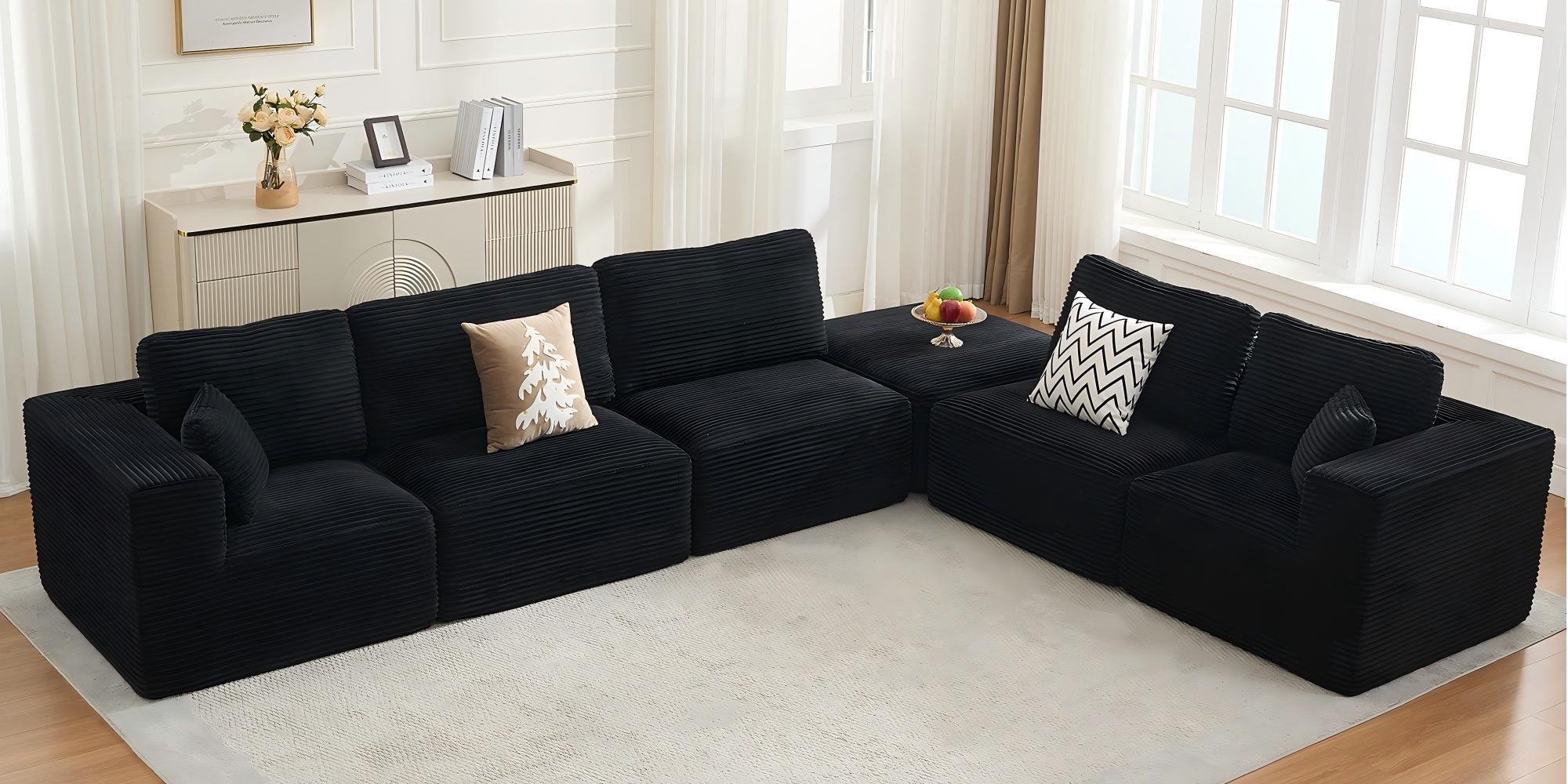 Modular Sectional Cloud Couch for Living Room,Modern Boneless Couche Set with Plush Corduroy,Comfy Floor Sofa with Memory Foam,Stupendous U Shaped Sofa with Chaise,No Assembly Required、shaped sofa