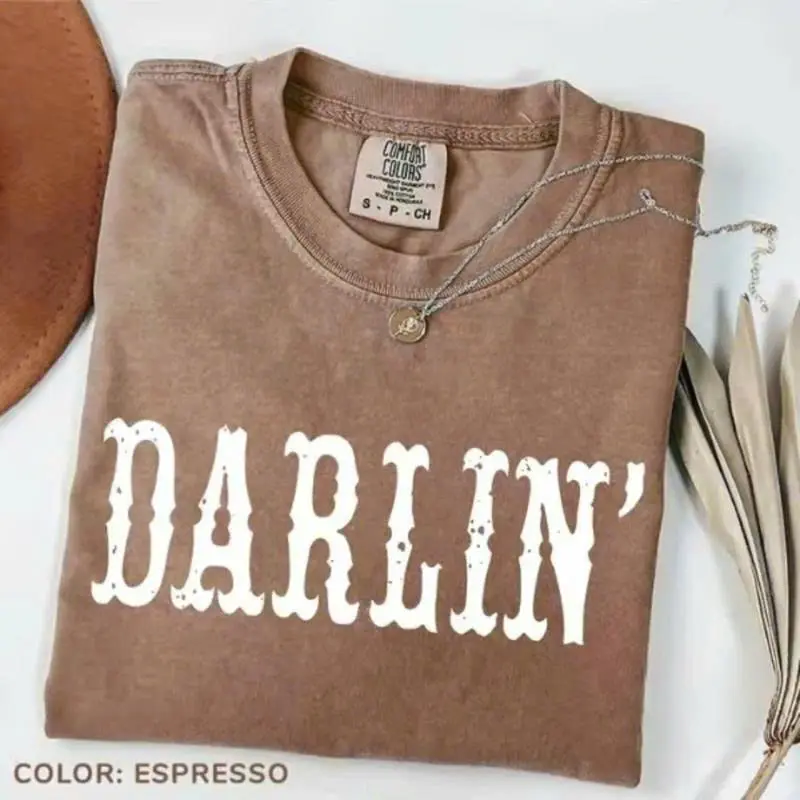 Comfort Colors Darlin’ Shirt, Western Country Girl Tee, Southern Cowgirl Aesthetic T-shirt, Vintage Rodeo Style Top, Cute Country Gift