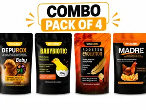 Vitofarma COMBO PACK OF 4 COMPLETE POULTRY CARE | Depurox Baby + Babybiotic + Rooster Evolution + Madre