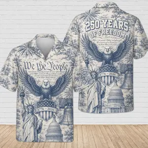 250th Anniversary Freedom Liberty Hawaii Shirt Retro 4th Of July Hawaiian Summer Tropical Shirt Patriot USA Flag Button Down Shirt Independence Day MIY