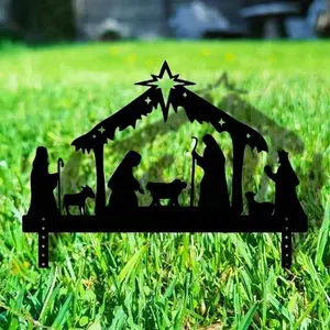 Outdoor Nativity Scene Metal Art Waterproof Christmas Decor For Yard Lawn And Holiday Displays Religious Christian Gift For Home Church Or Wall Art Perfect For Christmas New Year Housewarming Birthday And Easter Decorative Art Wall Art Room Decor
