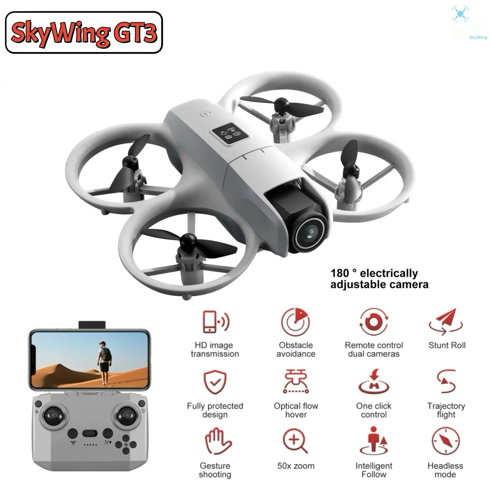 Mini Children's Adult Outdoor Drone - Intelligent Obstacle Avoidance, HD Dual Camera, Long Flight Time, 360° Flip, Suitable for Novice Players over 4 Years Old