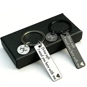 "Drive Safe I Need You Here With Me" Keychain | Sentimental Gift for Boyfriend & Husband | Stainless Steel Keyring with Gift Box | Perfect for New Drivers & LDR