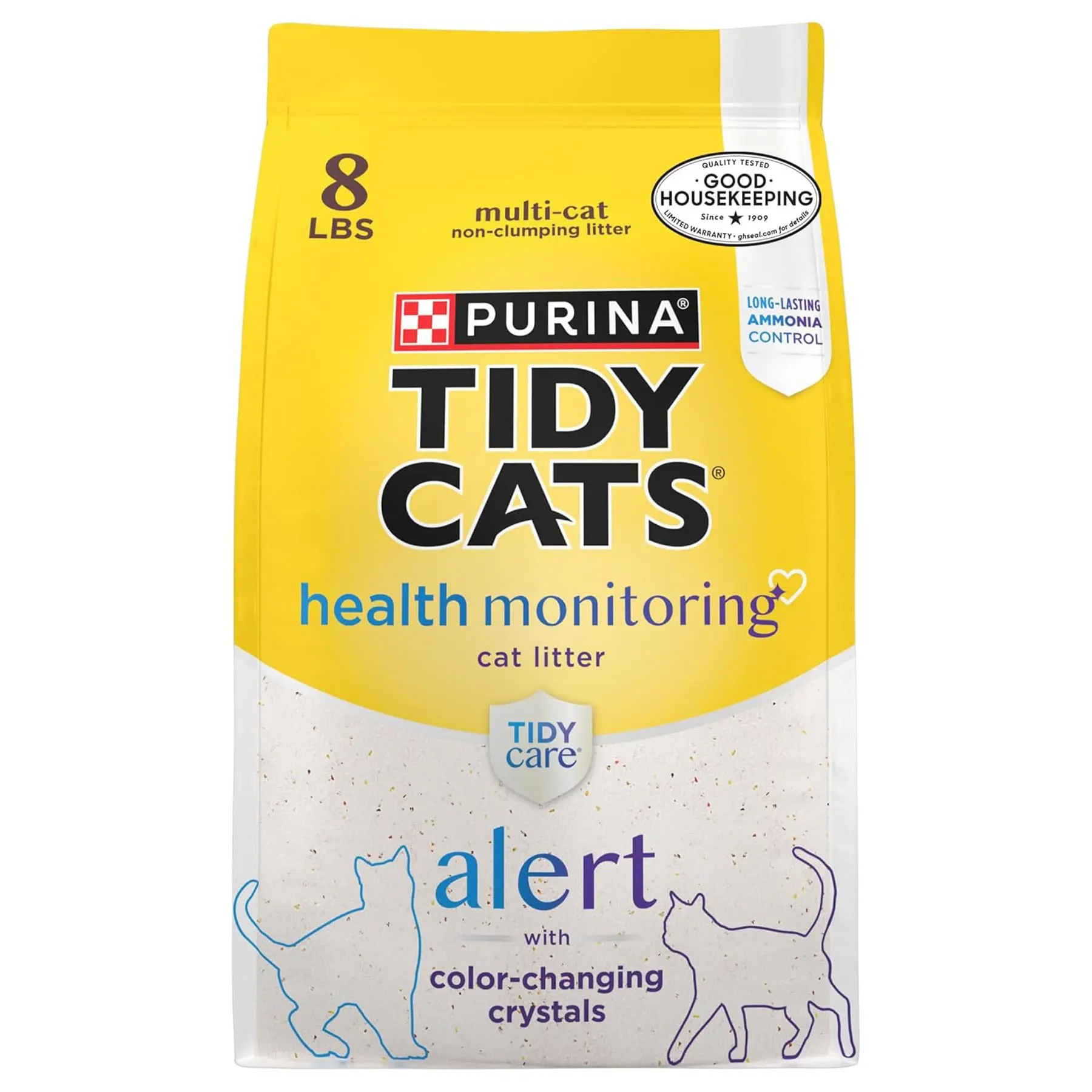 Purina Tidy Cats Tidy Care Alert Cat Health Monitoring Non Clumping Cat Litter with Silica Crystals - 8 Pound (Pack of 1)