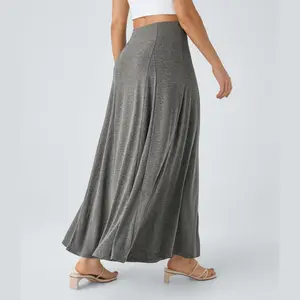 Halara High Waisted Side Zipper Maxi Casual Flare Skirt