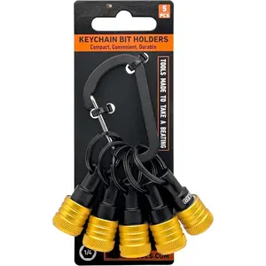Bit Holder  5 count - 1/4 inch Hex Shank Bit Holders - Quick Release Bit Holder For Nut Driver,  & Drill Bits w/Key Chain Carabiner