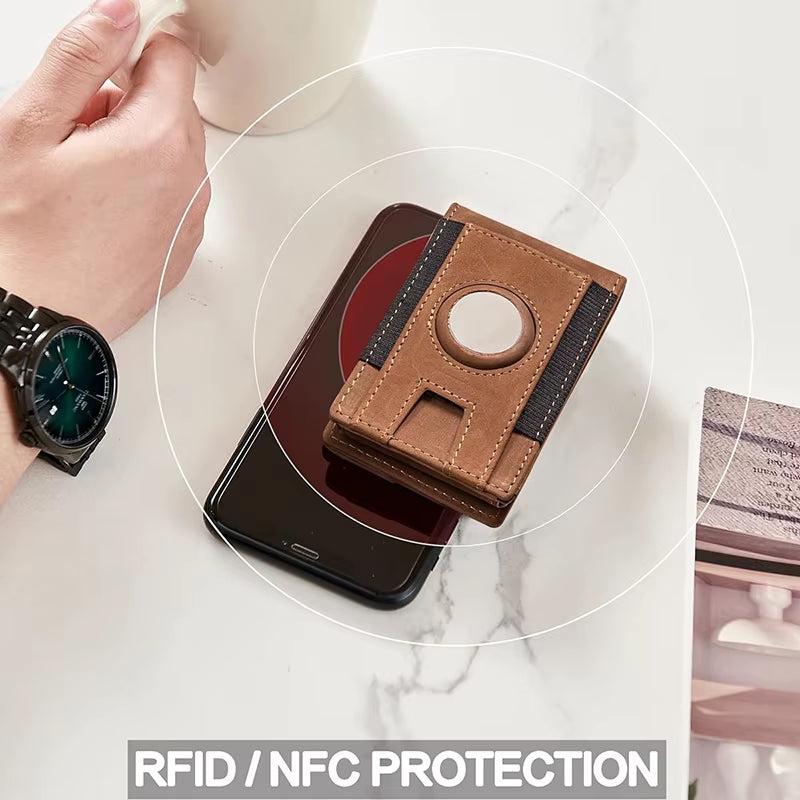 Airtag Credit Card Holder Bifold Slim Minimalist Pop up Wallet RFID Blocking Magnetic Wallet for Men