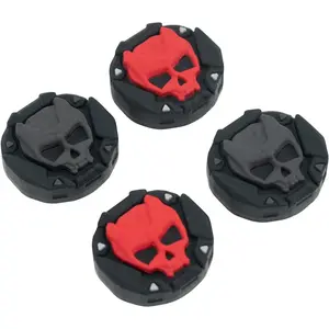 SQ-KCS005 Skull Thumb Grip Caps for PS5 Controller, Thumbsticks Cover Set Compatible with Switch Pro Controller and PS4/PS5, 2 Pairs / 4 Pcs (Black & Red)