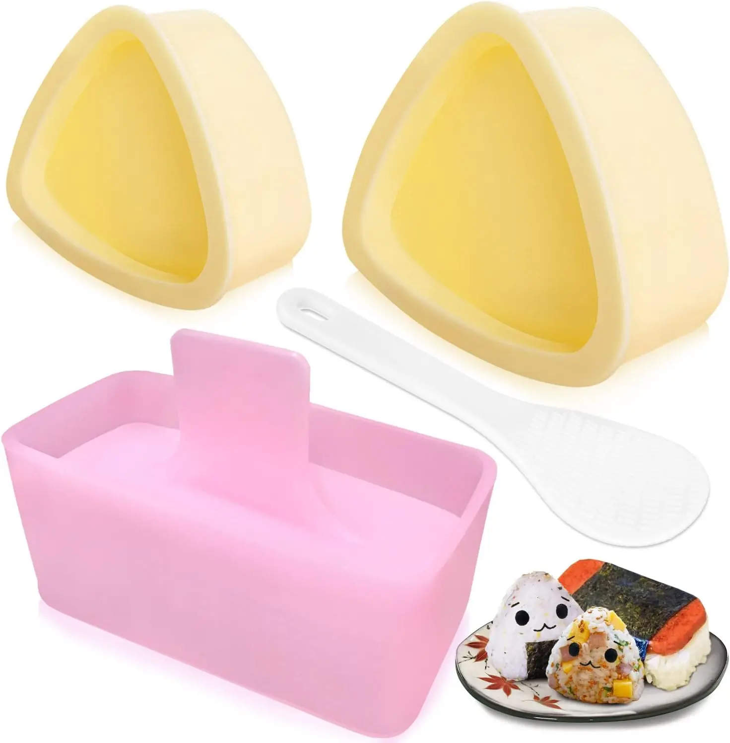 Onigiri Mold 3 Pack Triangle Rice Ball Maker, Musubi Press for Bento Lunch & DIY