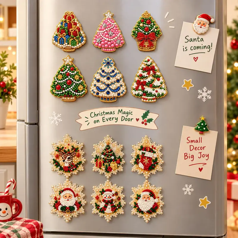 Square Acrylic Fridge Magnet - 2.76x2.76in Decorative Refrigerator Decorating Magnetic Item, Festive Home & Kitchen Holiday Gift, Home & Party Supplies