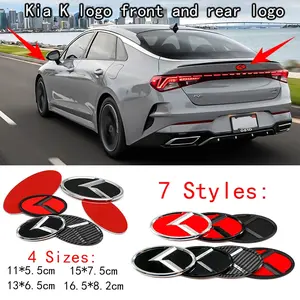 Kia Round Logo Car Front & Rear Engine Hood Emblem, Replaceable 3D Car Sticker, Exterior Modification Decal for Hood and Trunk