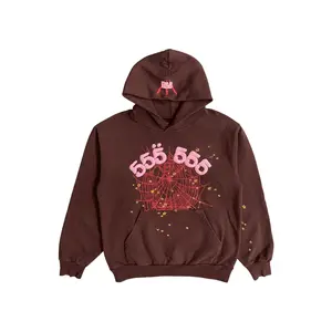 Sp5der Angel Number Hoodie Brown