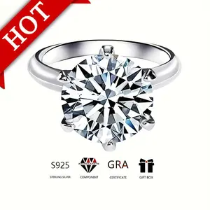 [Mory Jewelry]1/2/3/5ct /2/3/5CT Six Prong Solitaire Moissanite Ring, Thickened Gold Plated, Gift for Wedding, Engagement And Anniversary With Certificate
