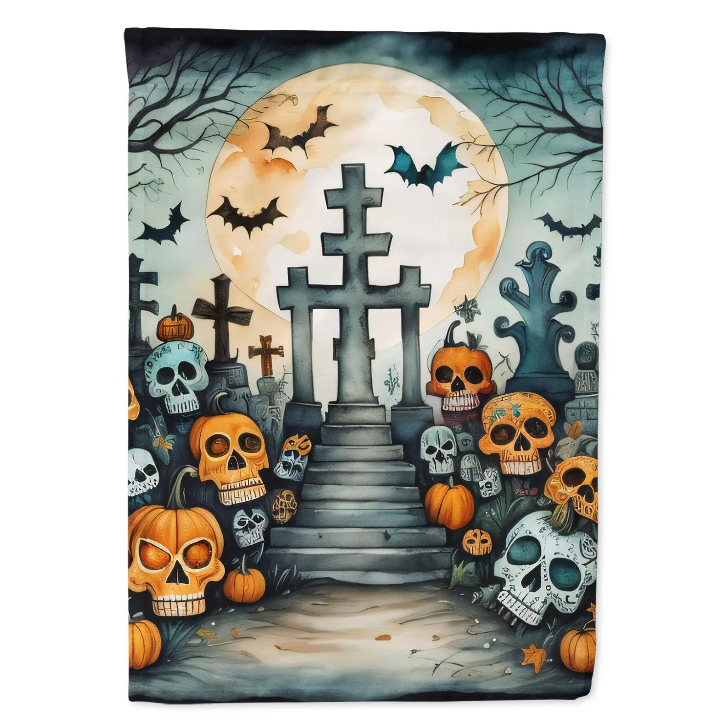 Calaveras Sugar Skulls Spooky Halloween Garden Flag Mailbox Decorative Yard Banner Outside Patio Artwork for Flower Beds, Garden Size, Multicolor