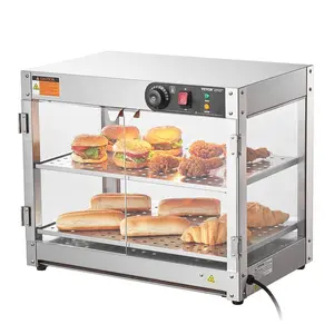 【Father's Day】VEVOR 2-Tier Commercial Food Warmer Display Countertop Pizza Cabinet with Light