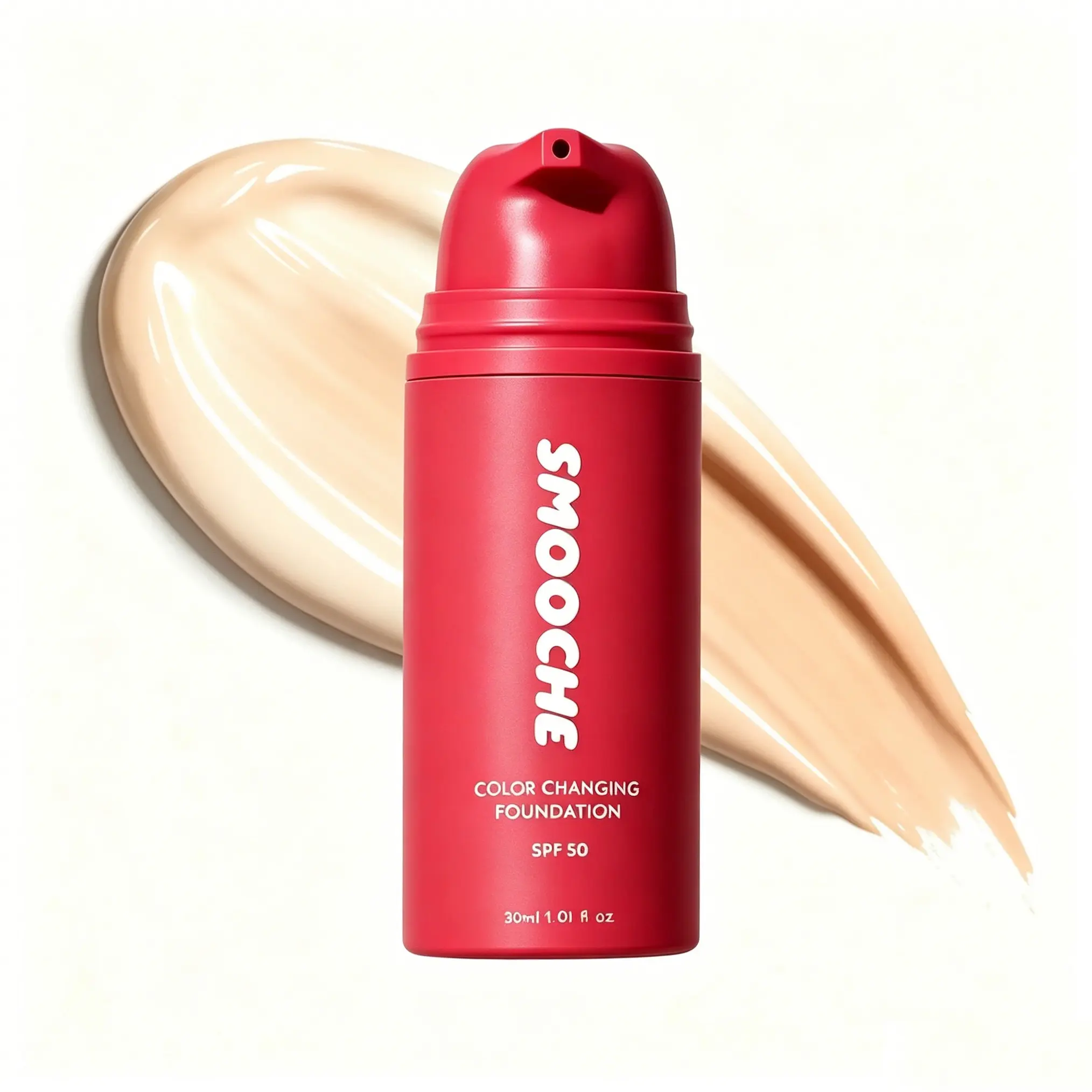 SMOOCHE Color Changing Liquid Foundation with SPF15 & Hyaluronic Acid, Oil-Free Hydrating Vegan Face Makeup, Light Texture Natural Coverage for Daily Wear