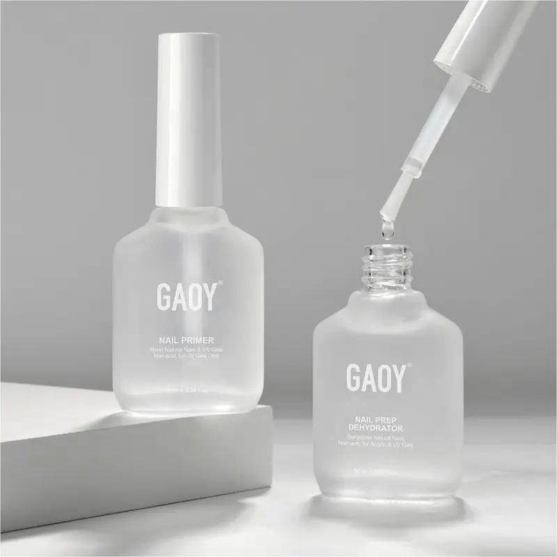 GAOY Nail Dehydrator and Primer, 2 Pcs Acid-Free Natural Nail Prep Dehydrate and Bond Primer Set, for Gel Nail Polish