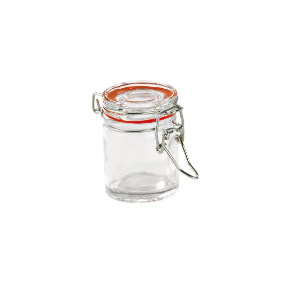 Packnwood 210BOKA45 Airtight Mini Glass Seal Jars - 1.5 oz, 1.6 in Dia x 2.5 in, Kitchen Spice Storage Containers (Home Organizer Supplies)