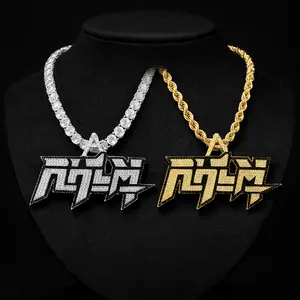 RHLM Two Colors Pendant  Necklace Hip Hop Jewelry Iced Out Fashion Charm Gifts