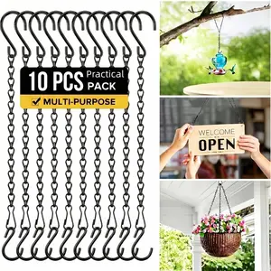 10pcs 10-Inch Hanging Chain with S-Hook, Adjustable Iron Plant Hanger for Indoor/outdoor, Durable Decorative Plant Rack