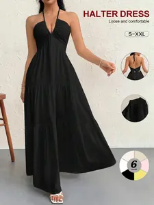 2026 Cozy Vacation Floral Sundress, Sexy Backless Tie Strap, High Waist A-Line Silhouette, Spring Summer Beach Travel, Elongate Legs, Solid