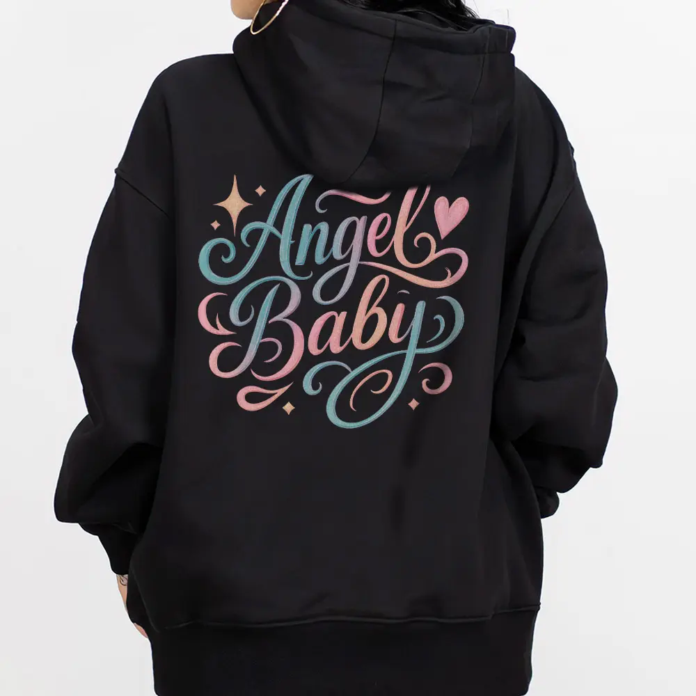Angel Bb Chicano Art, Gangster clothes, Chicana Art, Cholo Chola outfit, Streetwear hoodie, Full size, full color Cotton Fabric Man Menswear
